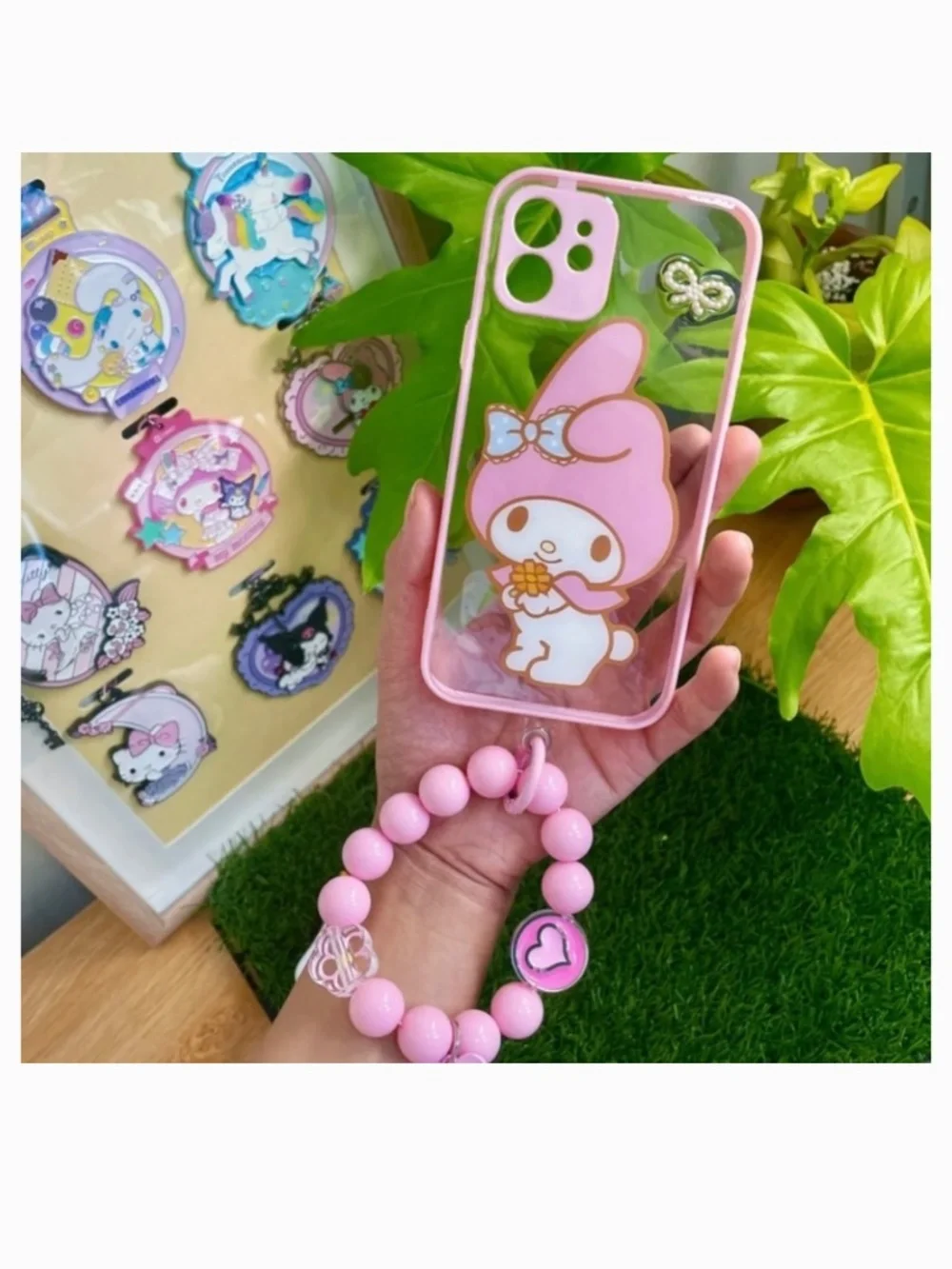 iphone 12 cartoon case,handmade cute case with free gift beads chain